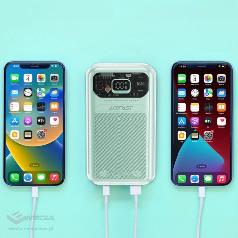 Acefast powerbank 20000mAh Sparkling Series szybkie ładowanie 30W zielony (M2)