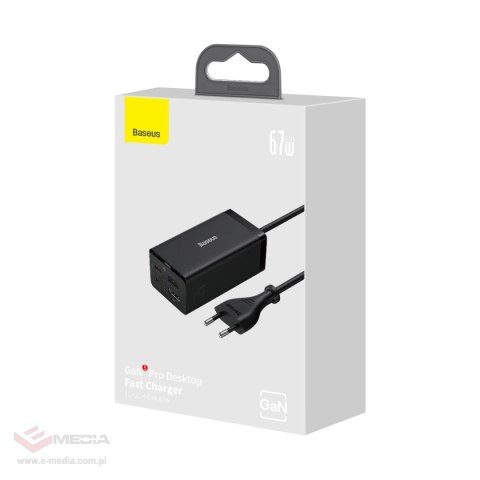 Ładowarka sieciowa GaN5 Baseus CCGP110201 HUB HDMI 2x USB-C / USB-A / HDMI 4K 30Hz 1,5m - czarna + kabel USB-C - USB-C 100W 1m