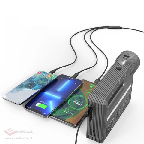 Choetech jump starter z kompresorem, powerbankiem 8000mAh, latarką LED (TC0017) - czarny