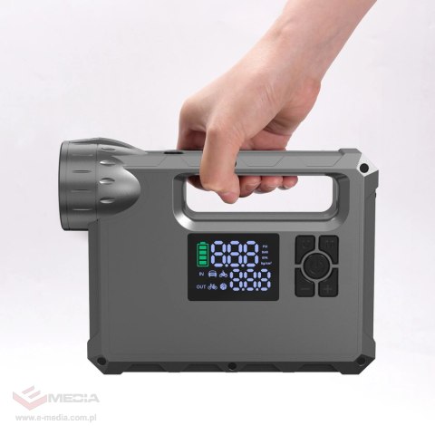 Choetech jump starter z kompresorem, powerbankiem 8000mAh, latarką LED (TC0017) - czarny