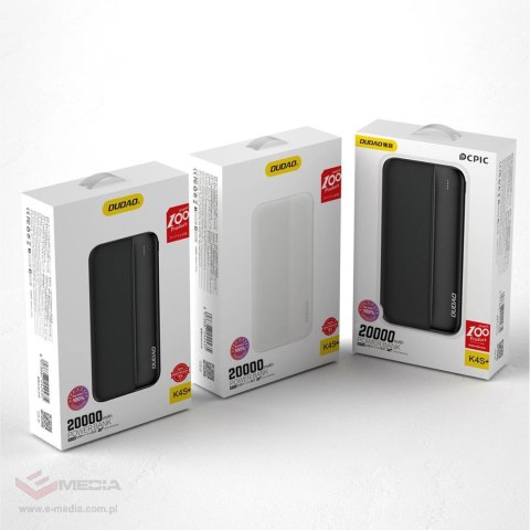 Dudao powerbank 20000mAh 2xUSB-A 10W czarny (K4S+)