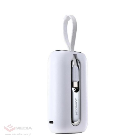 Joyroom mini powerbank 10000mAh Colorful Series 22.5W z 2 wbudowanymi kablami USB C i Lightning biały (JR-L012)