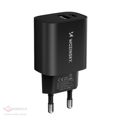 Ładowarka sieciowa Wozinsky WGWCB USB-A USB-C 20W - czarna