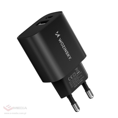 Ładowarka sieciowa Wozinsky WGWCB USB-A USB-C 20W - czarna