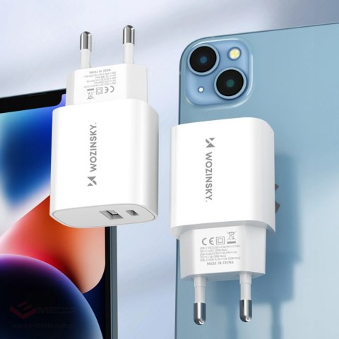 Ładowarka sieciowa Wozinsky WGWCW USB-A USB-C 20W - biała