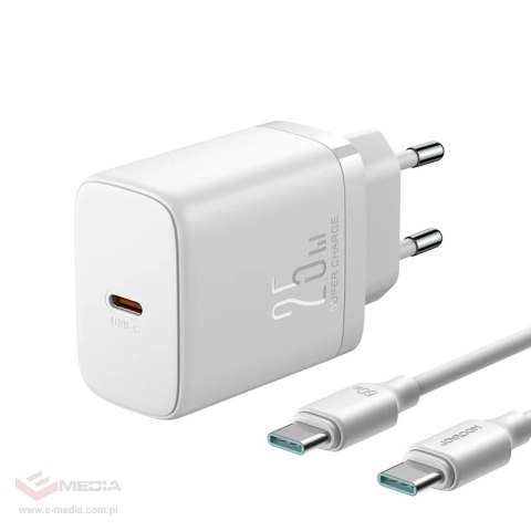 Szybka ładowarka Joyroom JR-TCF11 o mocy do 25W + kabel USB-C / USB-C 1m - biała