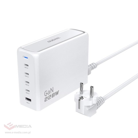 Ładowarka Dudao A228EU GaN 1x USB-A 4x USB-C PD 228W - biała