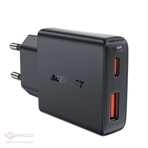 Ładowarka sieciowa Acefast A69 PD 30W GaN USB-A USB-C ultra slim- czarna