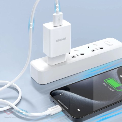 Ładowarka sieciowa Dudao A4EU USB-A 2.1A - biała + kabel USB-A - Lightning