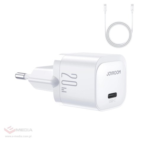 Ładowarka sieciowa Joyroom JR-TCF02 USB-C PD 20W + kabel USB-C - biała