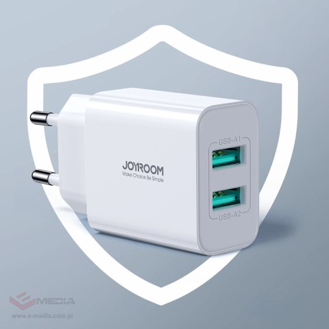 Ładowarka sieciowa Joyroom JR-TCN04 2xUSB-A 10.5W 2.1A - biały