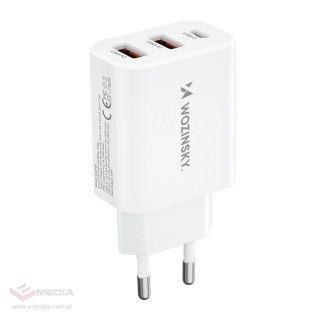 Ładowarka sieciowa Wozinsky CWCUCW 30W USB-C / 2 x USB-A - biała