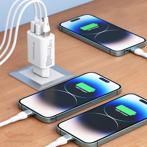 Ładowarka sieciowa Wozinsky CWCUCW 30W USB-C / 2 x USB-A - biała