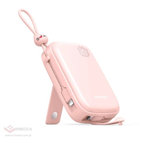 Powerbank Joyroom JR-L008 Plus Cutie Series 22.5W 20000mAh ze stojakiem + kabel USB-A - USB-C - różowy