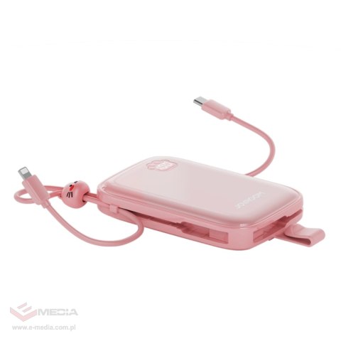 Powerbank Joyroom JR-L008 Plus Cutie Series 22.5W 20000mAh ze stojakiem + kabel USB-A - USB-C - różowy