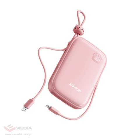 Powerbank Joyroom JR-L008 Plus Cutie Series 22.5W 20000mAh ze stojakiem + kabel USB-A - USB-C - różowy