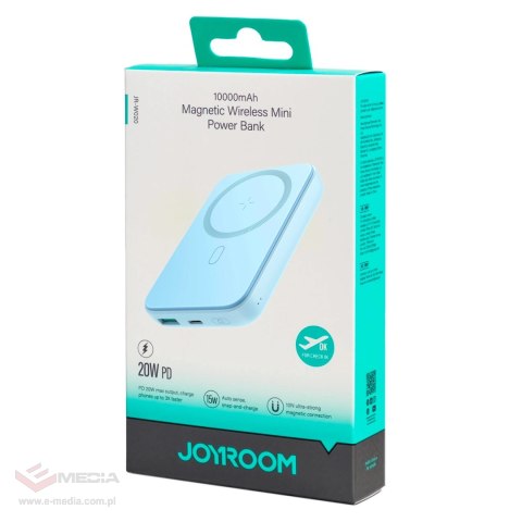 Powerbank Joyroom JR-W020 20W 10000mAh MagSafe + kabel USB-A - USB-C 0.30m - jasnoniebieski