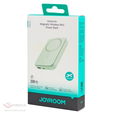 Powerbank Joyroom JR-W020 20W 10000mAh MagSafe + kabel USB-A - USB-C 0.30m - jasnozielony