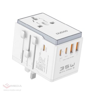 Adapter podróżny Dudao A35Pro 35W EU / UK / AUS / US / JP 3x USB-C 2x USB-A - biały