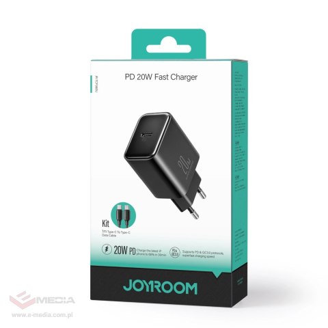 Ładowarka sieciowa Joyroom JR-TCF06 USB-C PD 20W + kabel USB-C - czarna