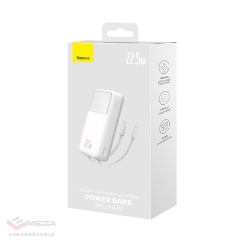 Powerbank Baseus Comet Series z wyświetlaczem 20000mAh 22.5W - biały + kabel USB-A / USB-C