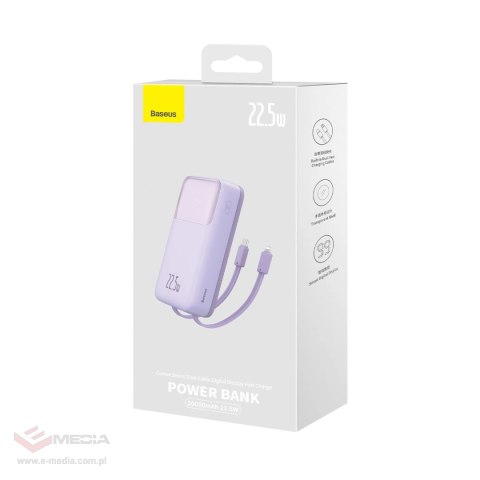 Powerbank Baseus Comet Series z wyświetlaczem 20000mAh 22.5W - fioletowy + kabel USB-A / USB-C