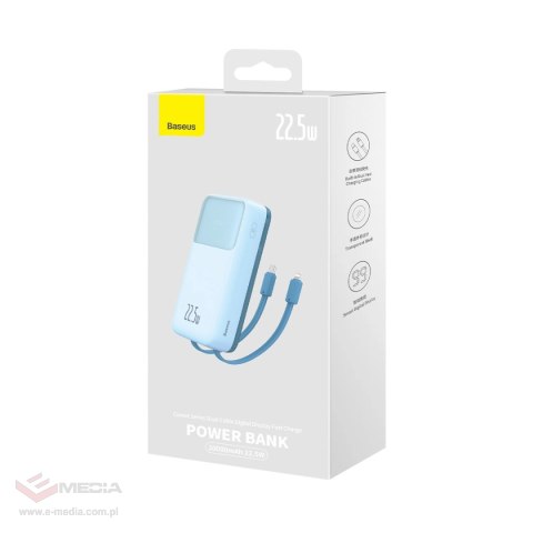 Powerbank Baseus Comet Series z wyświetlaczem 20000mAh 22.5W - niebieski + kabel USB-A / USB-C