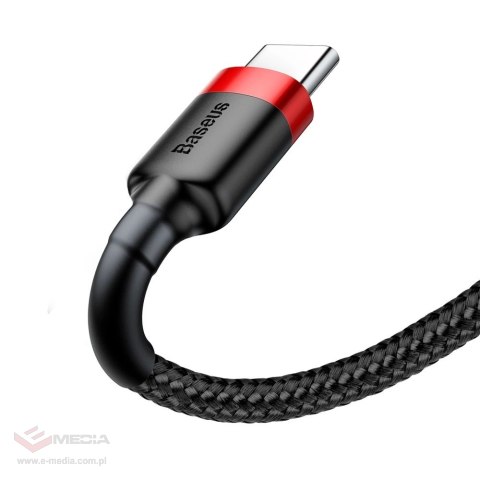 Baseus Cafule Cable wytrzymały nylonowy kabel przewód USB / USB-C QC3.0 2A 2M czarno-czerwony (CATKLF-C91)