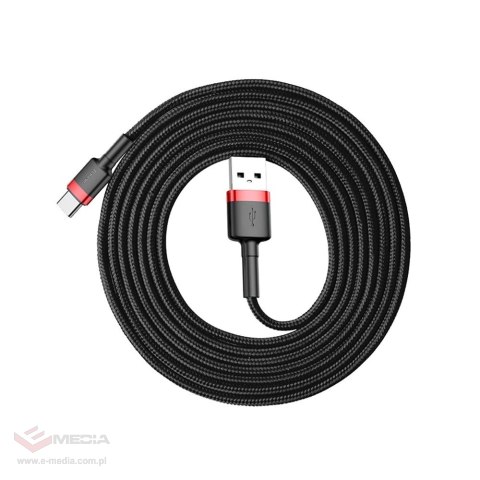 Baseus Cafule Cable wytrzymały nylonowy kabel przewód USB / USB-C QC3.0 2A 2M czarno-czerwony (CATKLF-C91)