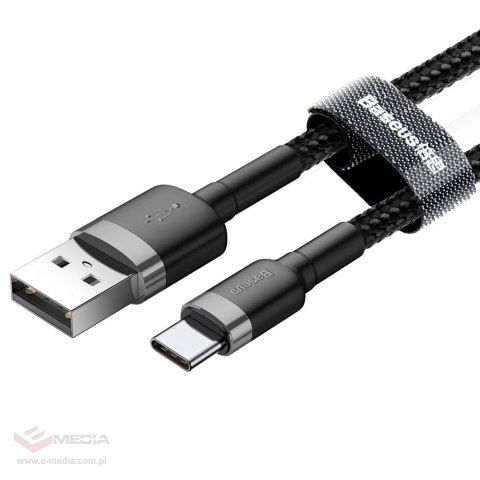 Baseus Cafule Cable wytrzymały nylonowy kabel przewód USB / USB-C QC3.0 2A 2M czarno-szary (CATKLF-CG1)