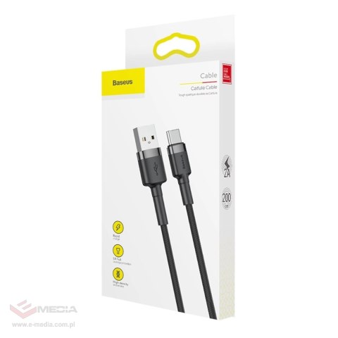 Baseus Cafule Cable wytrzymały nylonowy kabel przewód USB / USB-C QC3.0 2A 2M czarno-szary (CATKLF-CG1)