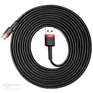 Baseus Cafule Cable wytrzymały nylonowy kabel przewód USB / micro USB 2A 3M czarno-czerwony (CAMKLF-H91)