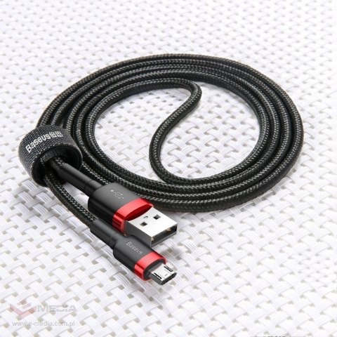 Baseus Cafule Cable wytrzymały nylonowy kabel przewód USB / micro USB 2A 3M czarno-szary (CAMKLF-HG1)