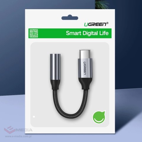 Ugreen przejściówka do słuchawek z 3,5 mm mini jack na USB Typ C 10 cm szary (30632)